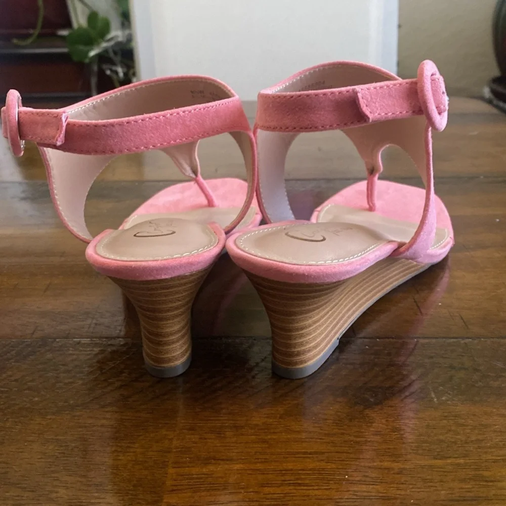 Cato Wide Width Faux Suede Thong Wedge Sandals